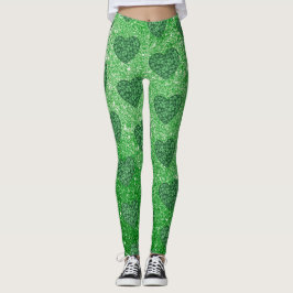 Leggings Purpurina verde lindo Día de Sta Patrones Corazone