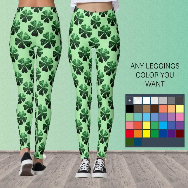 Leggings Purpurina verde oscuro destello Shamrock Clover pa (Subido por el creador)