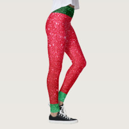 Leggings Purpurina Verde Rojo Cuadros Amigos Navidades Elf