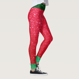 Leggings Purpurina Verde Rojo Cuadros Amigos Navidades Elf