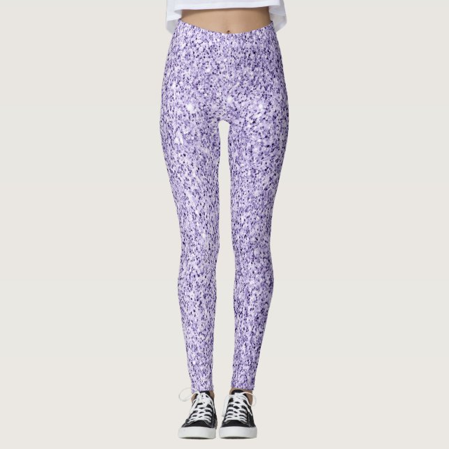 Leggings Purpurina violeta lavanda violeta chispas falsas (Anverso)