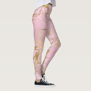 Leggings purpurina y mármol dorado rosa moderno