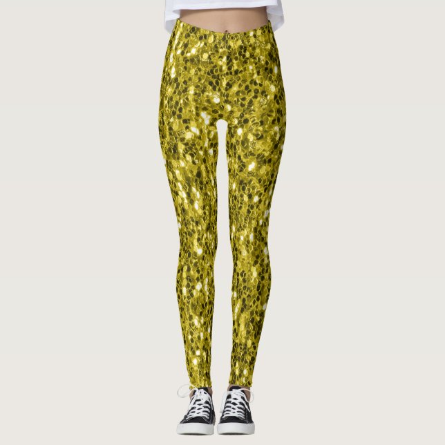 Leggings Purpurinas de imitación amarillo dorado oscuro bri (Anverso)