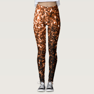 Leggings Purpurinas de imitación de cobre marrón naranja de