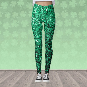 Leggings Purpurinas de imitación de Emerald Green brillan