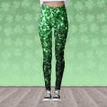 Leggings Purpurinas de imitación verde oscuro<br><div class="desc">Guay,  divertido,  elegante y único por todas partes imprimirle la idea de regalo de las leggings brillantes. Un hermoso purpurina brillante verde glamoroso glamuroso chispa. ¡Foto de Green sparkles no verdaderos purpurinas!</div>