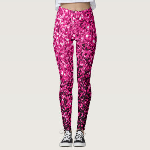 Leggings Purpurinas falsos rosados calientes brillan