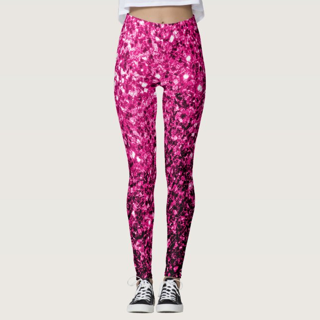 Leggings Purpurinas falsos rosados calientes brillan (Anverso)
