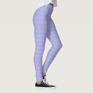 Leggings Quatrefoil periwinkle y gris
