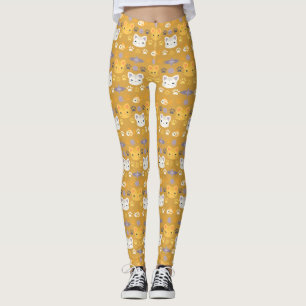 Leggings ¿Qué es Cool, Gatito en Amarillo y Lavanda