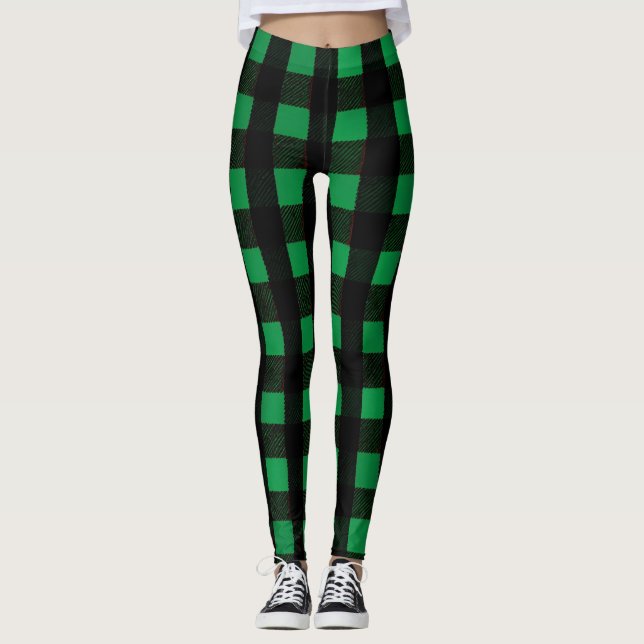 Leggings Qué tal "Envy Check Leggings: Black & Green Coll (Anverso)