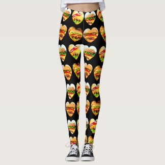 Leggings Quemaduras de comida para el deseo de la hamburgue