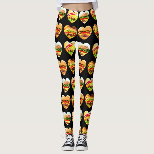 Leggings Quemaduras de comida para el deseo de la hamburgue (Anverso)