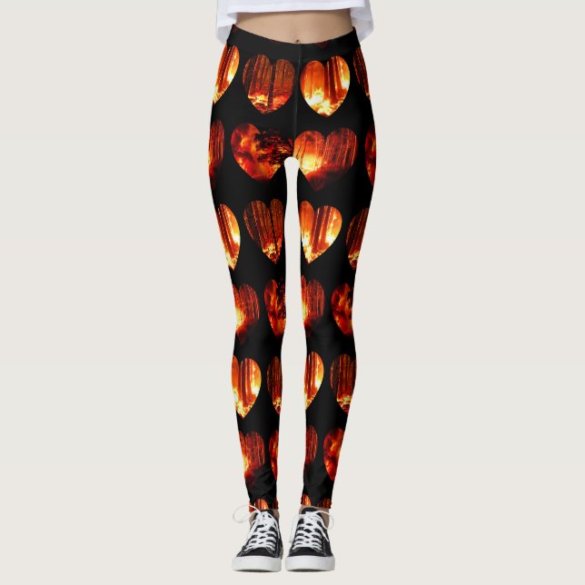 Leggings Quemando el amor y las piernas quemadas de Woods (Anverso)