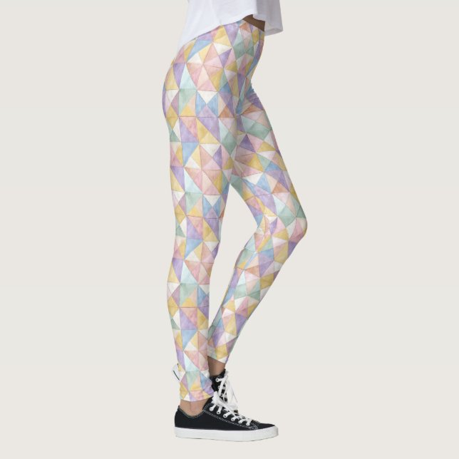 Leggings Quilted Patchwork Triangles Peach Lavender sage (Derecha)