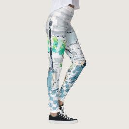 Leggings Quiosco de tablero de ajedrez vista al parque