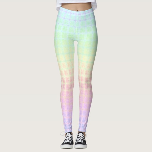 Leggings Quirky Boho Kawaii Cute Funky Pastel de arcoiris (Anverso)