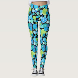 Leggings Quirky turquesa azul Neón Verde Esmeralda sobre ne