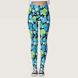 Leggings Quirky turquesa azul Neón Verde Esmeralda sobre ne
