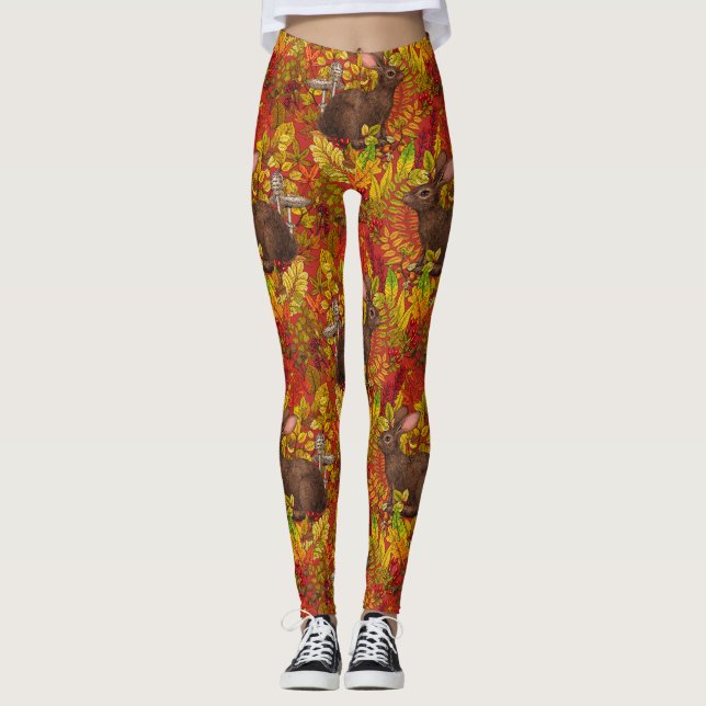 Leggings Rabbit otoñal en rojo (Anverso)