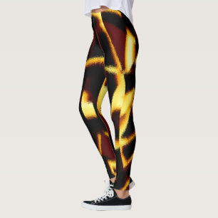 Leggings Rachas torcidas de amarillo quemado se ve aterciop