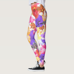 Leggings "Radiancia en Bloom: Hibiscus en vidrio manchado