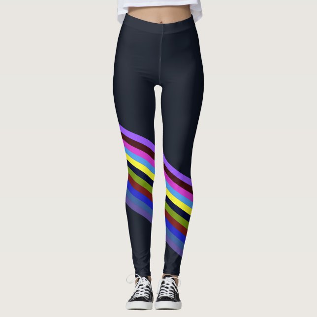 Leggings Rainbow Color Stripes Regenbogen Regenbogenfarben (Anverso)