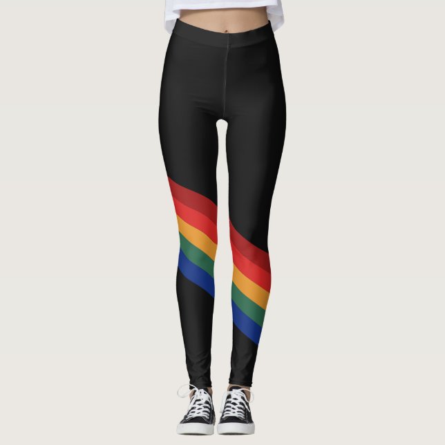 Leggings Rainbow Color Stripes Regenbogen Regenbogenfarben (Anverso)