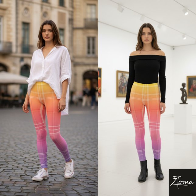 Leggings Rainbow Gradient Modern Plaid Tartan Pattern (Subido por el creador)