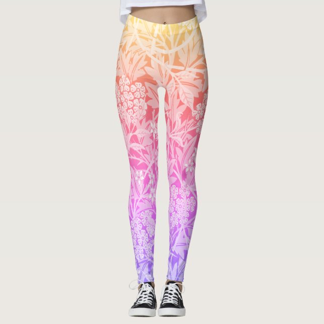 Leggings Rainbow William Morris Pattern Boho floral (Anverso)