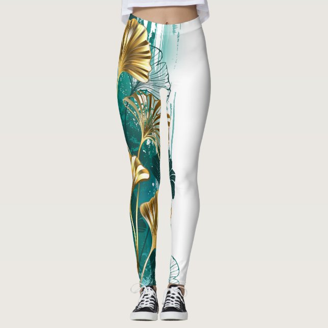 Leggings Rama con hojas doradas Ginko Biloba (Anverso)