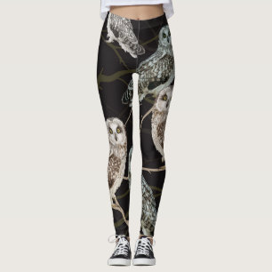 Leggings Rama de búho: Percha solitaria de pájaro.