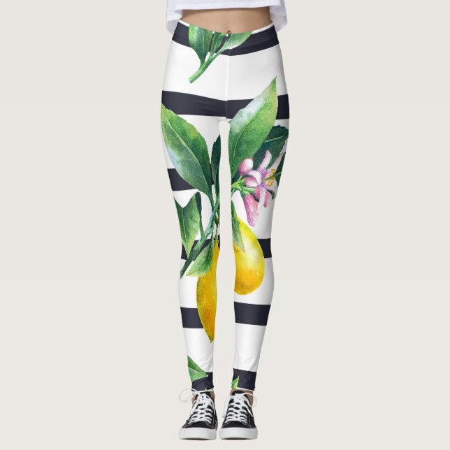 Leggings Rama de limón: Citrus Watercolor Bliss (Anverso)
