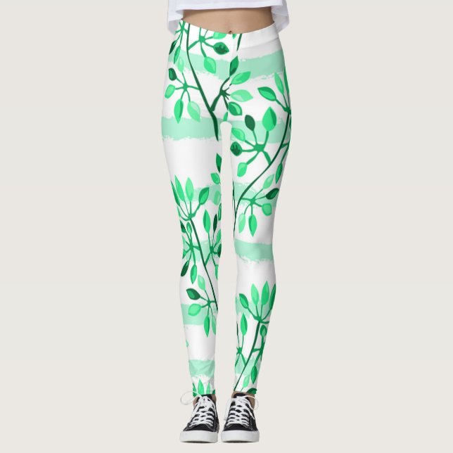 Leggings Ramas de árbol con hojas (Anverso)
