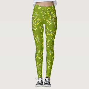 Leggings Ramas de espinas negras verdes