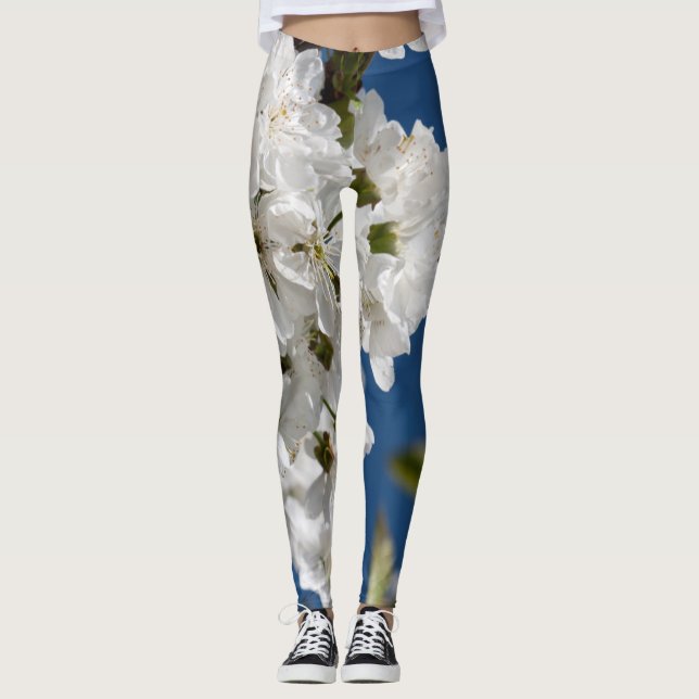 Leggings Ramas de flores blancas Primavera (Anverso)