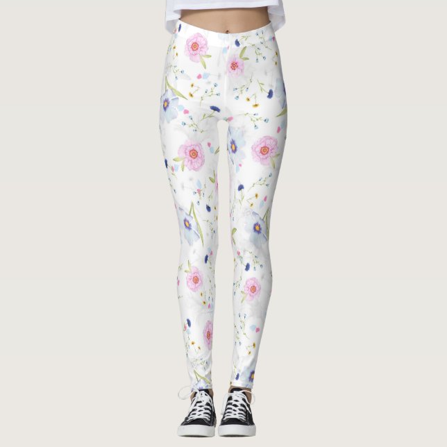 Leggings ramas de flores de primavera (Anverso)
