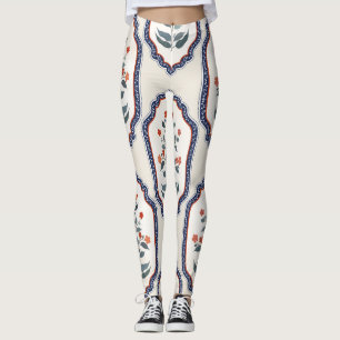 Leggings Ramas de flores orientales: Indio Kalamkari.