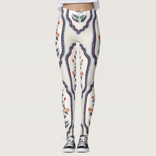 Leggings Ramas de flores orientales: Indio Kalamkari. (Anverso)