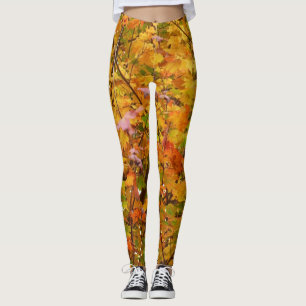 Leggings Ramas de hojas de arce II Naranja Otoño