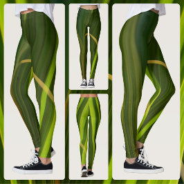 Leggings Ramas de Palma Verdes Abstracto Tropical Natural