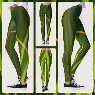 Leggings Ramas de Palma Verdes Abstracto Tropical Natural