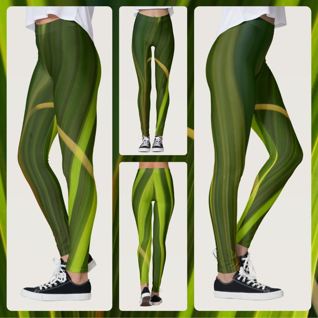 Leggings Ramas de Palma Verdes Abstracto Tropical Natural (Subido por el creador)