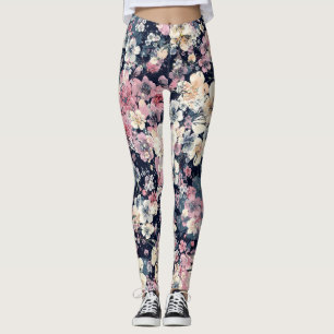 Leggings Ramas en floración: acuarela patrón sin costuras