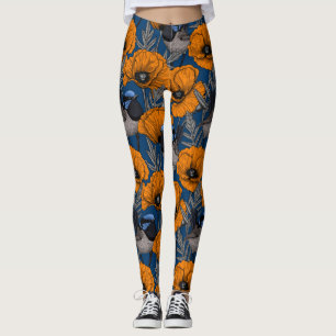 Leggings Ramblas de hadas y flores de amapola naranja