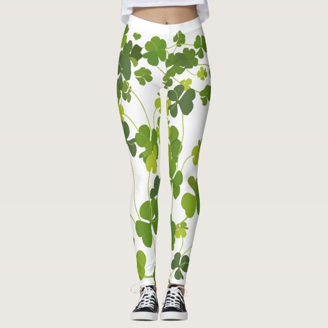 Leggings Ramo del trébol, el día de St Patrick, trébol (Anverso)