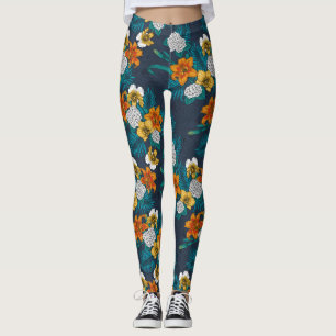 Leggings Ramo tropical azul