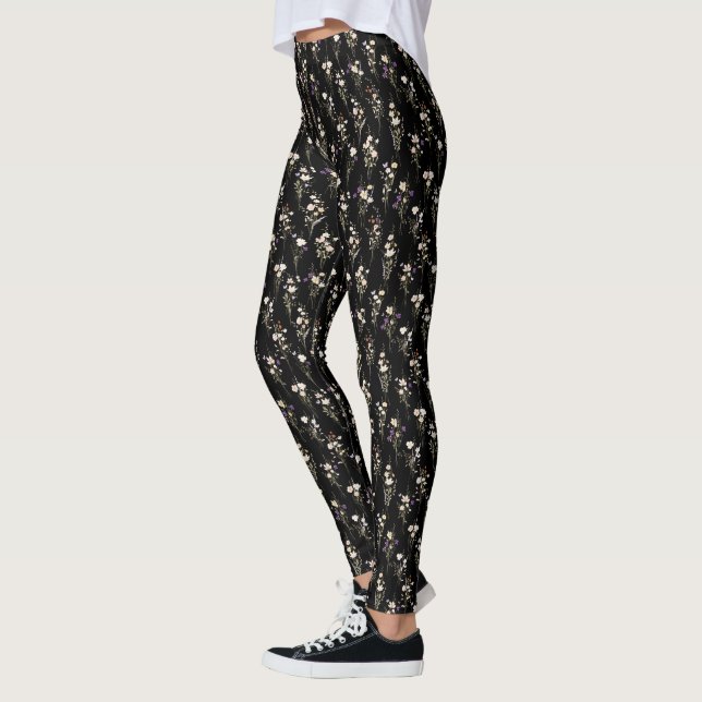 Leggings Ramos de flores silvestres de verano Diseño abstra (Izquierda)