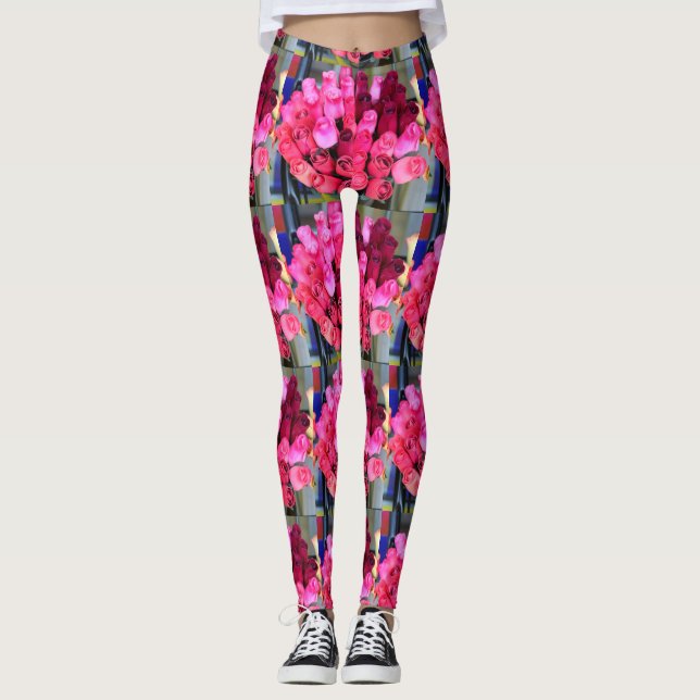 Leggings ramos del rosa rojo (Anverso)
