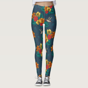 Leggings Ramos tropicales y colibríes